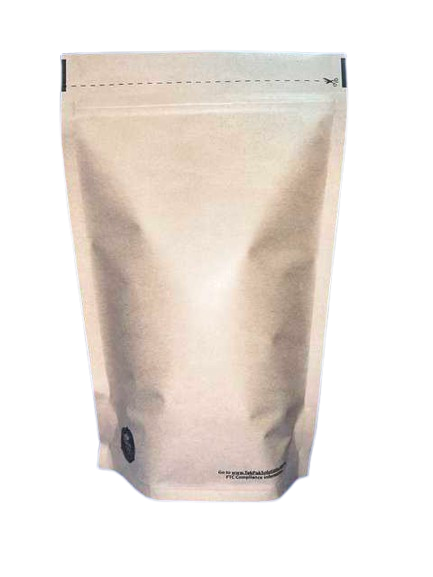 12 oz. Omnidegradable® High Barrier Brown Kraft Stand Up Pouch